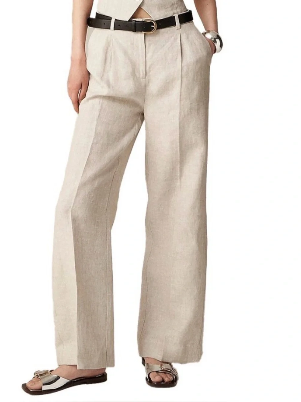 J. Crew Essential Wide Leg Pant in Light Beige